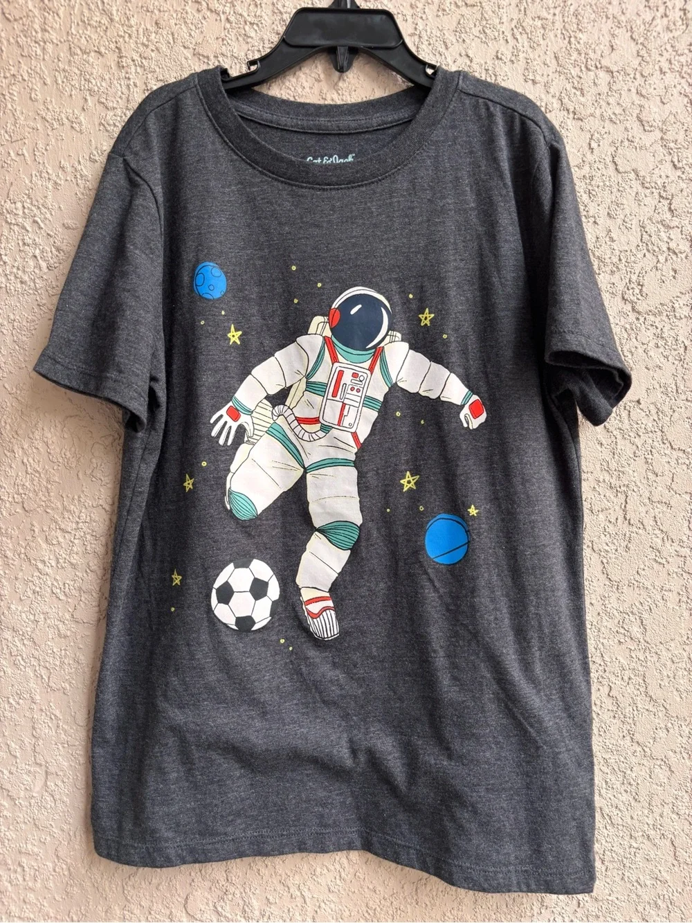 Cat & Jack Charcoal Astronaut Graphic Tee with Blue Accents